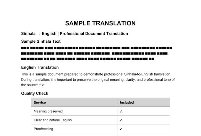 professionally translate sinhala to english